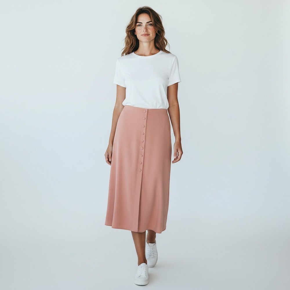 FANSILANEN Dusty Rose A-Line Midi Skirt Pink Sz S Quiet Luxury
Dainty Coquette